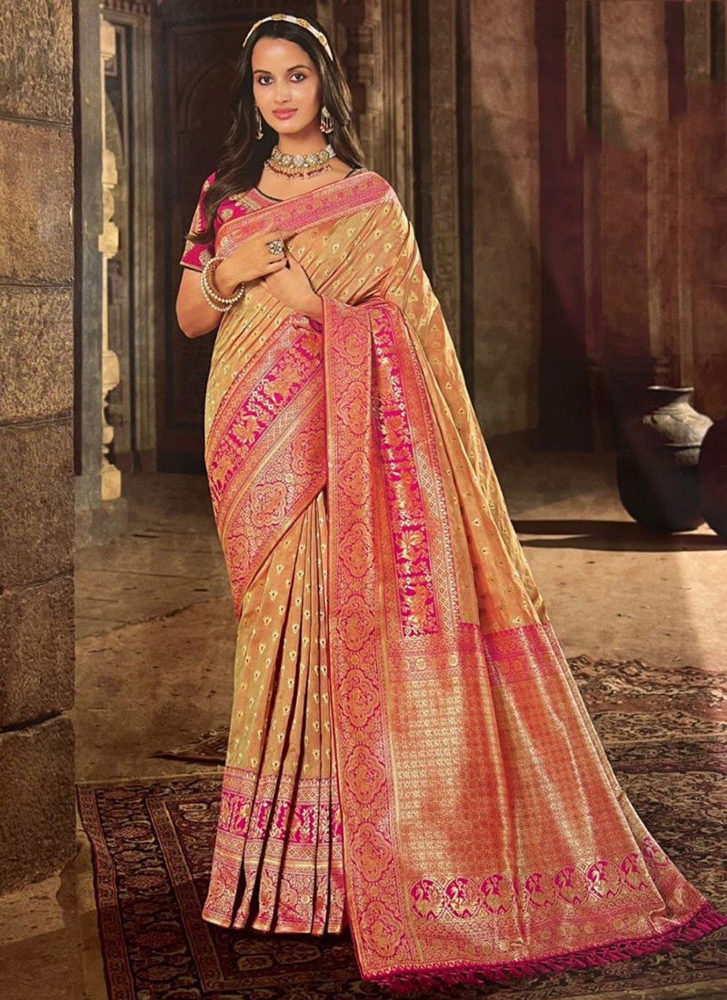 Peach Colour Vrindavan Vol 25 Royal New Latest Designer Ethnic Wear Silk Saree Collection 10174